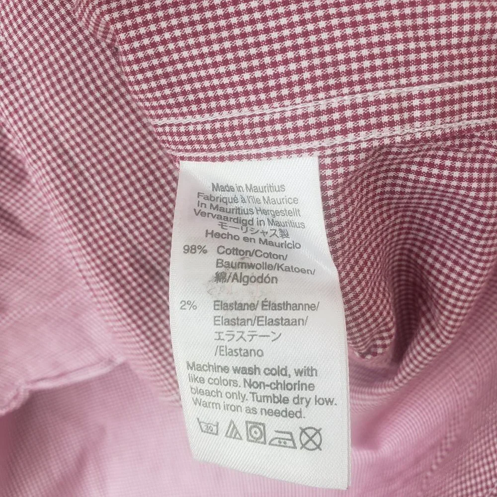J. Crew Men's Flex Washed Burgundy Check slim Button Down Shirt size XL